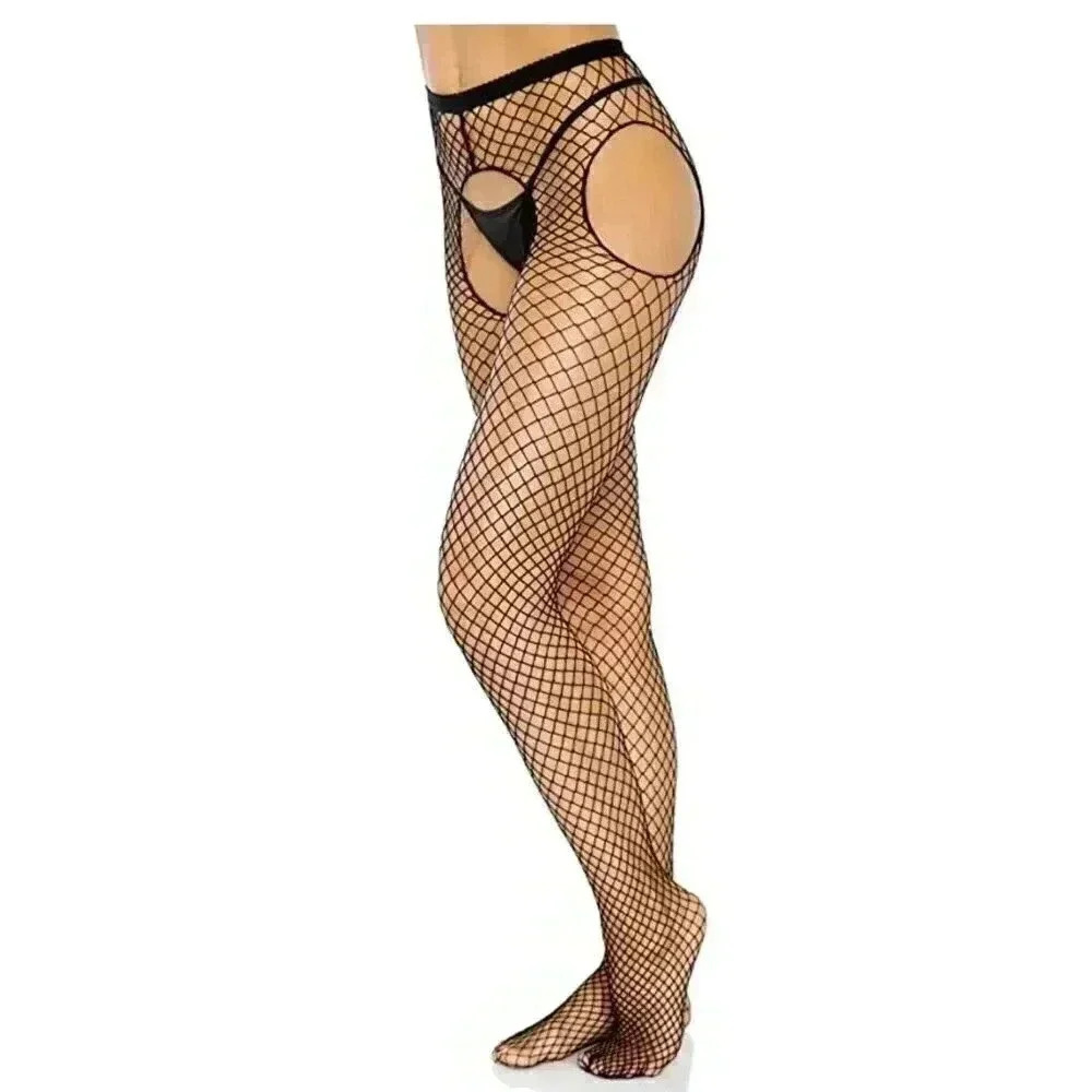 Leg Avenue Women's Fishnet Suspender Pantyhose, Size 1X